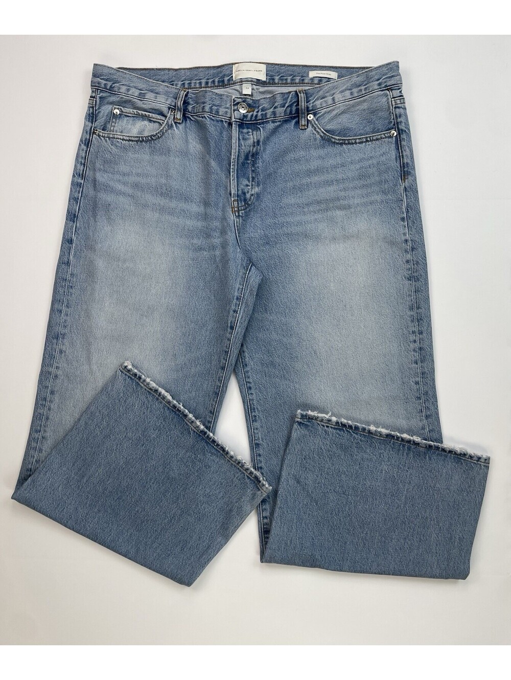 FRAME Amelia Gray The Pixie Gray Jeans 34 Low Rise Wide Leg Blue Wash - Picture 3 of 10